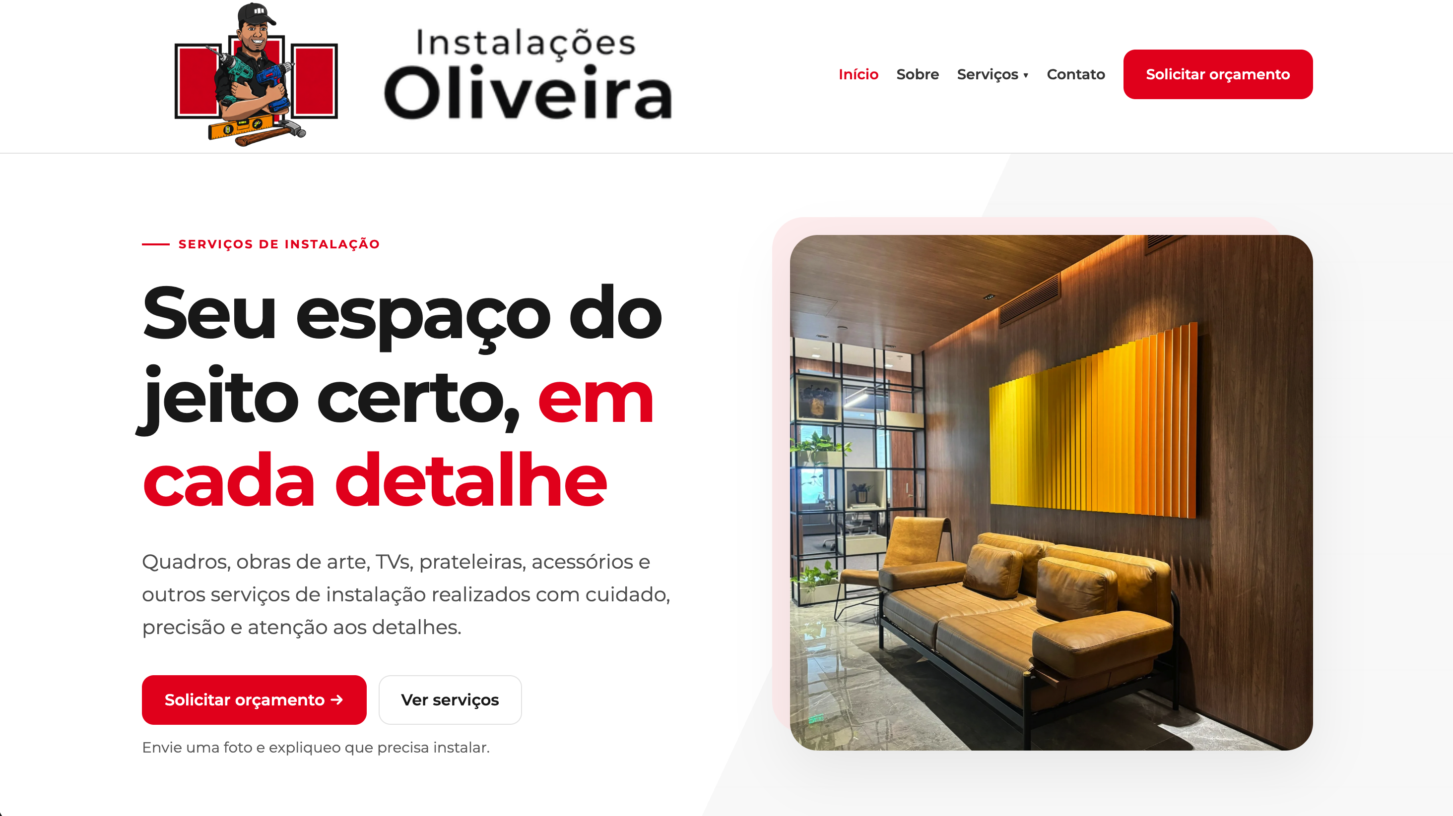 Print completo do site da Instalações Oliveira